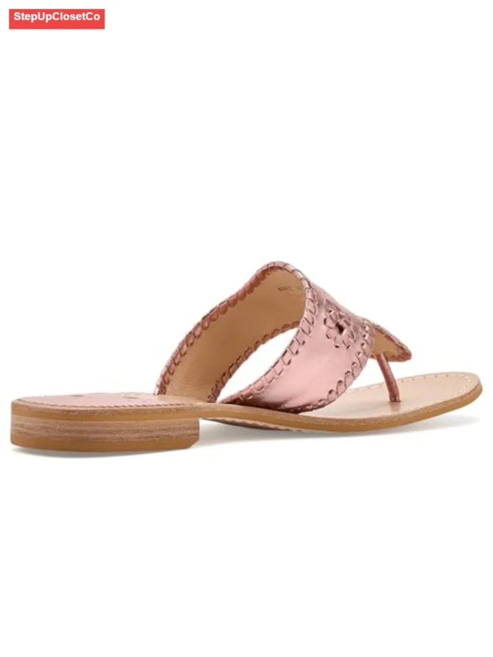 Leather Thong Sandals with Block Heel Flats
